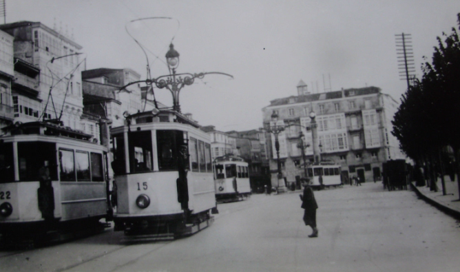 Tranvias de la Coruña, postal comercial ,año 1920, fotografo desconocido