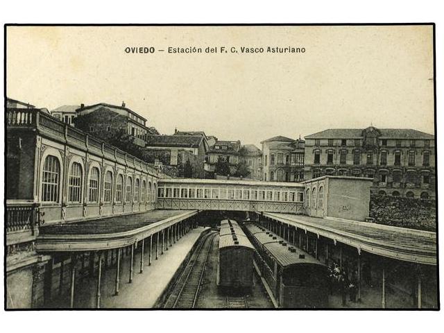 Estacion de Oviedo , Vasco Asturiano , postal comercial