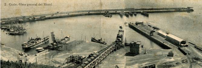 Cargaderos del puerto del Musel, c. 1910. coleccion J.M. Sanchis