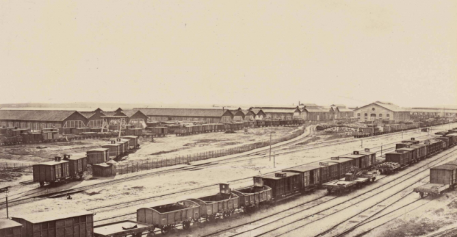Estación de Valladolid, año 1864, fotografo Auguste Muriet , fondo BNP