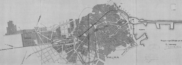 Lina subterranea de 1877 y enlace subterraneo con el Puerto de Palma abierto de 1931. Archivo SFM ,proyecto de 1926