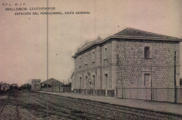 Lluchmayor , Estación del ferrocarril , postal comercial , archivo JPT