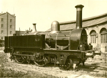 Locomotora Martorell , imagen restaurada con tanques laterales, fondo MFC