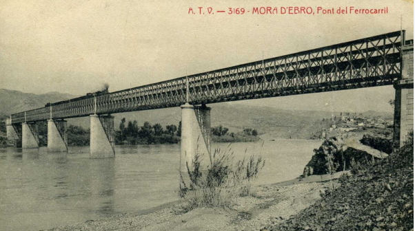 Mora de Ebro , puente sobre el Ebro, Postal comercial