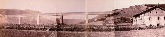 Viaducto de Ormaiztegui, año 1864, foto Jean Laurent , fondo Bibliteca Nacional de España, Ministerio de Cultura