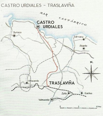 Plano de la línea de Castro Urdiales a Traslaviña