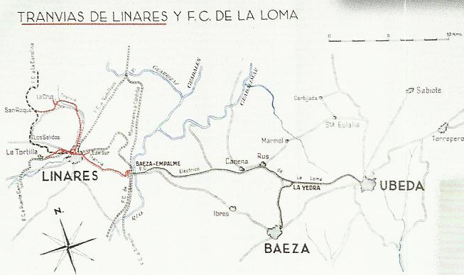 Plano de Tranvias de Linares- Ferrocarril de La Loma