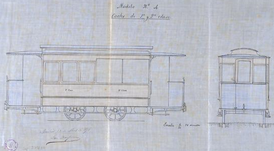 Plano del coche de 1º y 2ª clase propuesto por Leon Monpour, archivo AHN