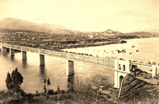 Puente internacional sobre el Miño, inaugurado el 25 marzo 1886