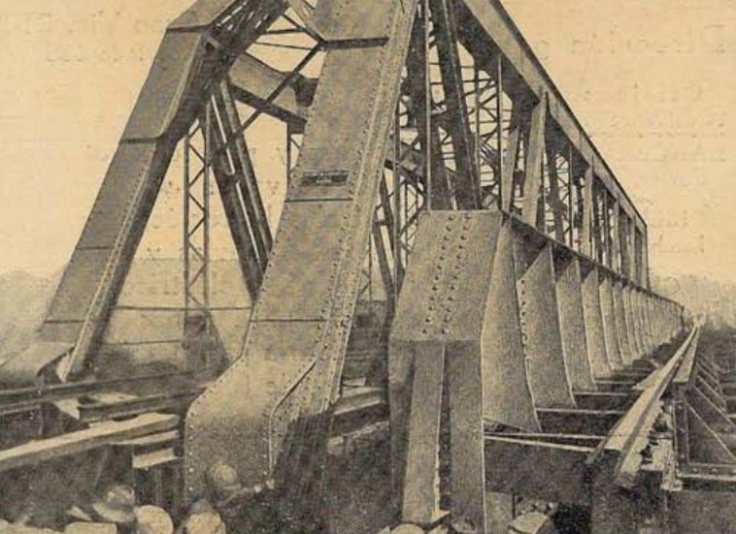 Puente sobre el Guadiato, linea de Cordona a Sevilla, año 1923, Revista Ingenieria y Construccion, febrero 1923