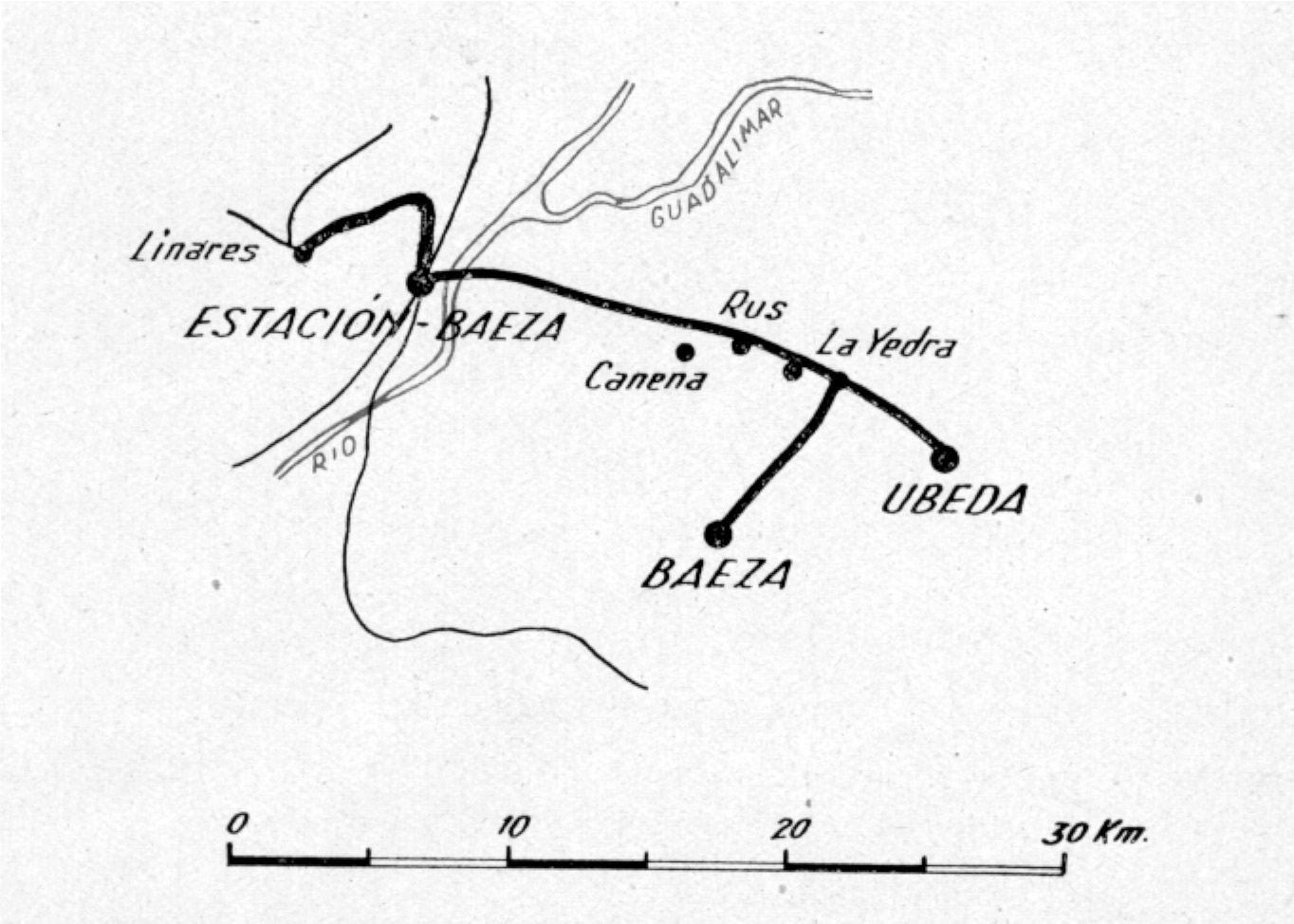 Plano de la linea, tomado del informe de 1941, de EFE