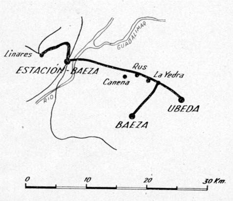 Esquema de la línea, informe 1942 EFE