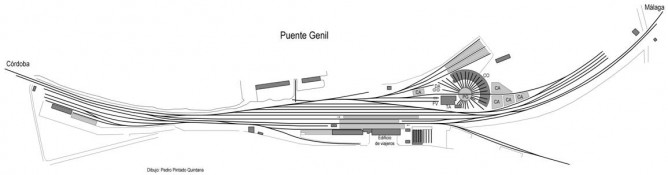 Estacion de Puente Genil, dibujo de Pedro Pintado Quintana