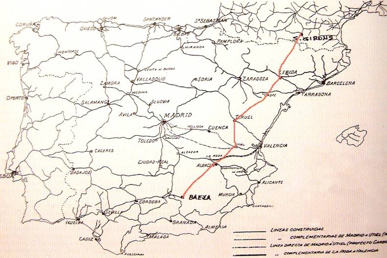 Plano de los transversales de Baeza a Saint-Girons