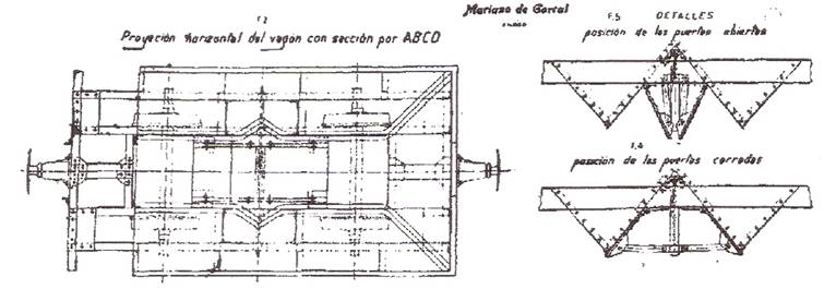 Plano de planta de las tolvas fabricadas por Mariano del Corral