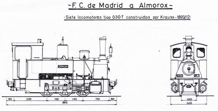Plano de las locomotoras Krauss 030T, dibujo : Carmelo Zaita