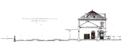 Plano de seccion de la estación de Campo Sepulcro
