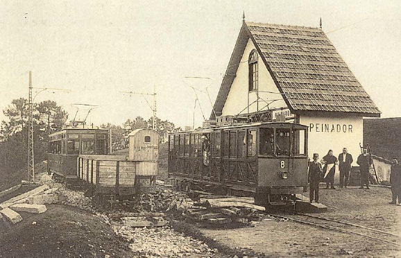 Tranvia de Vigo a Porriño , estación de Peinador en el periodo de construcción de la linea, fotografo desconocido