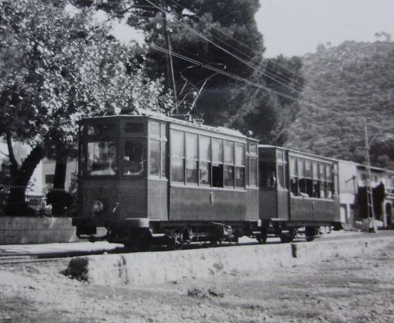 Tranvia de Soller al puerto , nº 1, en octubre de 1957, foto AWC