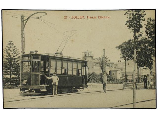 Tranvias de Soller, postal comercial , fondo : Miguel Diago Arcusa