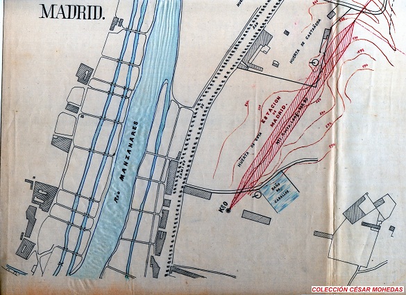 Primitiva distribucion de las vias de servicio en la estación de Madrid, fondo Cesar Mohedas