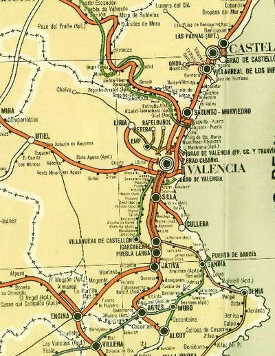 .Itinerario Valencia Manises , via ancha , Plano de Forvano , año 1948