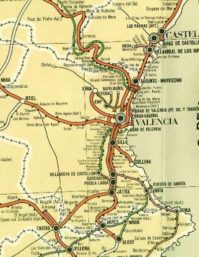 .Itinerario Valencia Manises , via ancha , Plano de Forvano , año 1948