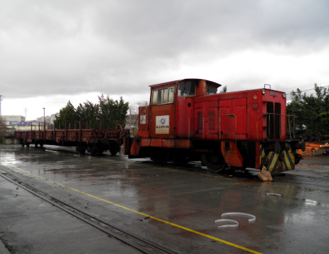 Algeposa, base de Irun , Locomotora Hunslet nº 1 ex Orconera, foto Angel Briz