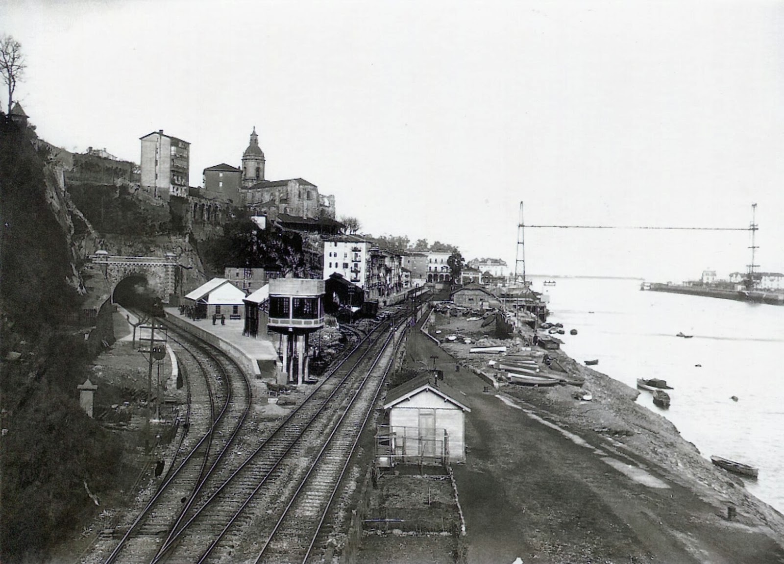 Bilbao a Portugalete, bifurcacion del ramal a Santurzi en La Canilla c. 1975 fondo AP de B