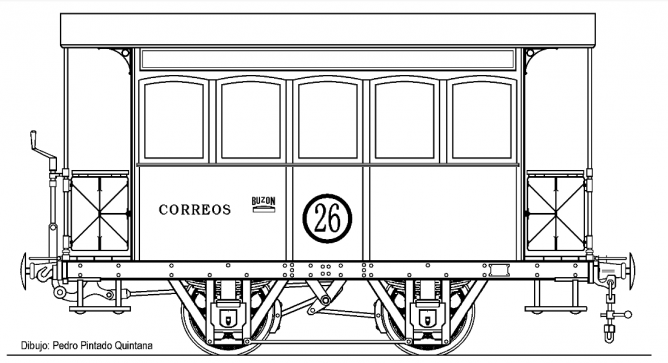 Coche Correos del TOG , dibujo Pedro Pintado Quintana