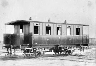 Coche de 3ª clase construido por la Material de Barcelona, c. 1891. Archivo Nacional de Cataluña