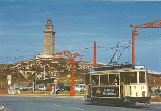 Nuevo tranvia de La Coruña, tarjeta postal, fotografo desconocido