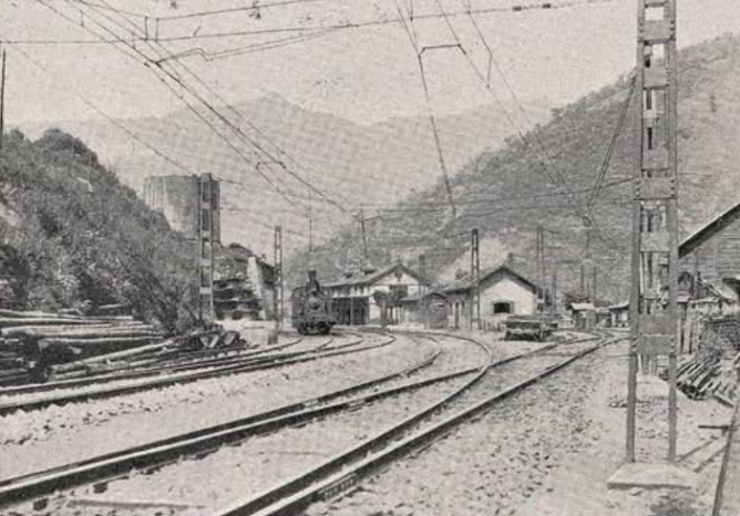 Electrificacion de Pajares, estacion de Puente de los Fierros, año 1924, revista Ingenieria y Construccion