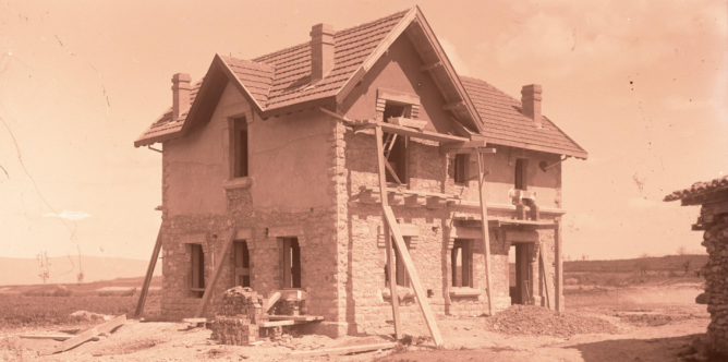 Estacion de Aberastegui en construcción, año 1922