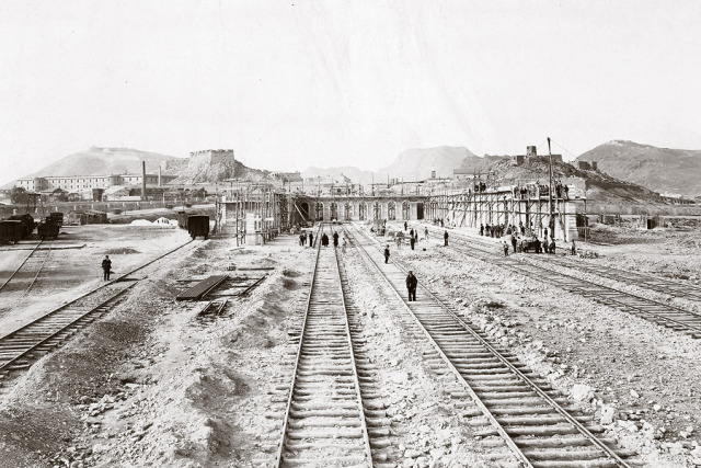 Estacion de Cartagena, construccion 8 de febrero de 1906. Fondo C.A.