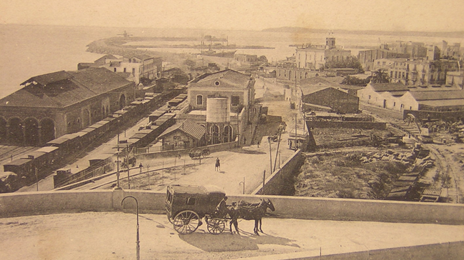 Estación de MZA en Tarragona, postal comercial