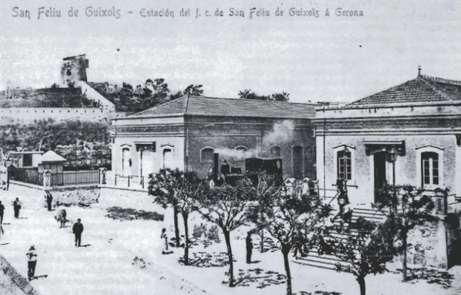 Estacion de Sant Feliu de Guixols, postal comercial , Revista L´Arjau nº 12