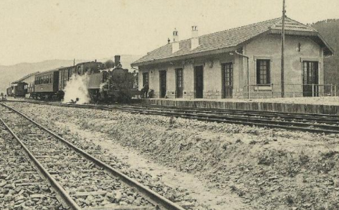Estación de Suria. Postal Comercial Roisin , Archivo Miguel Diago Arcusa