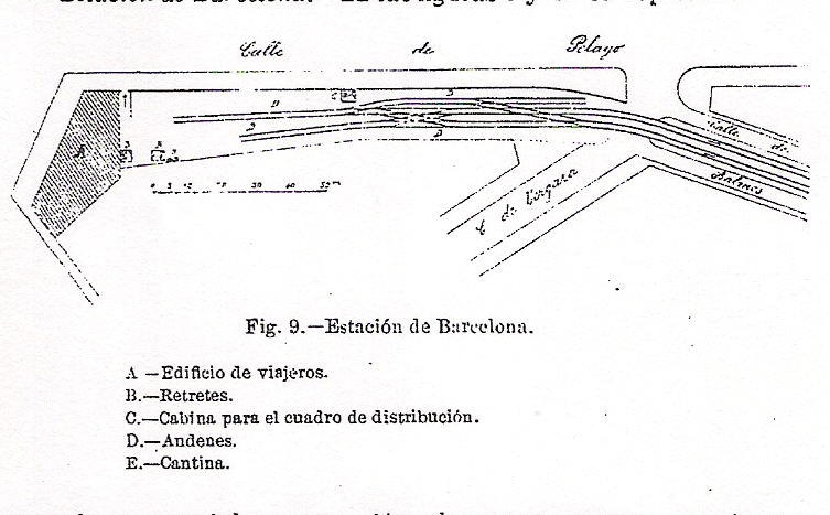  Plano estacion de Barcelona Calle Pelayo .-Barcelona a Sarria, Fondo ROP