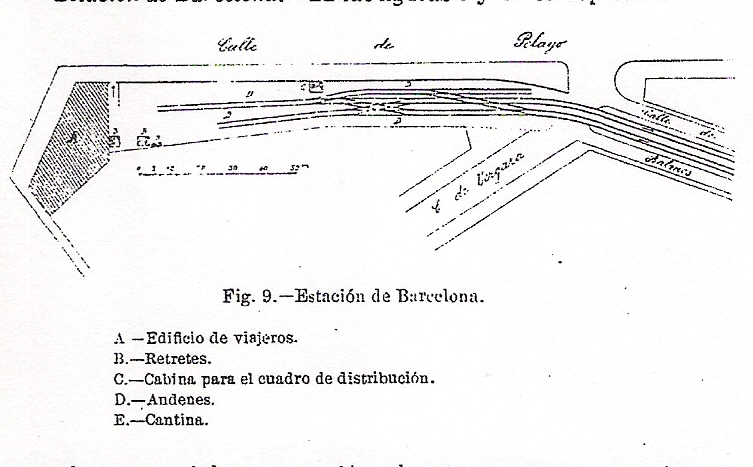  Plano estacion de Barcelona Calle Pelayo .-Barcelona a Sarria, Fondo ROP