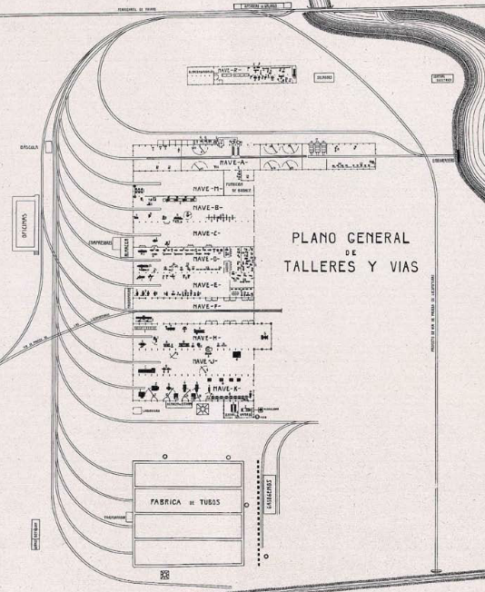 Factoria de Babcock & Wilcox , plano general de vias , revista Ingenieria y Construccion