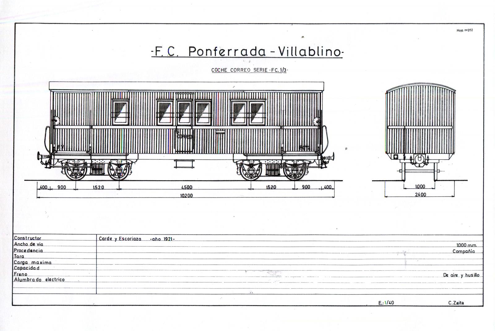 Fc PV, Coche furgón correo 4 ejes_Dibujo Carmelo Zaita Rubio