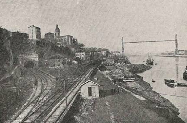 Ferrocarril de Bilbao a Portugalete y ramal al puerto exterior, año 1925, fondo Revista Ingenieria y Construccion