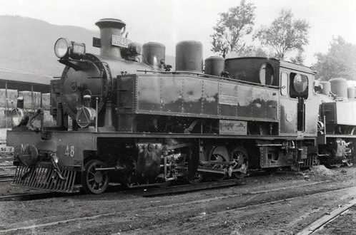 Ferrocarriles Económicos de Asturias, locomotora nº 48, foto Lawrence G. Marshall, archivo Euskotren , MVF