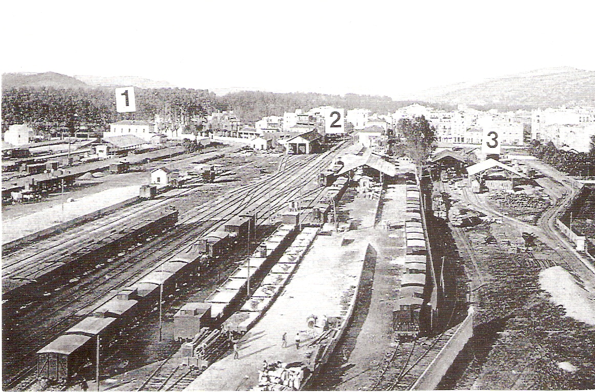 Gerona, las tres estaciones MZA,OG y SFG, año 1924 coleccion Jordi Marques