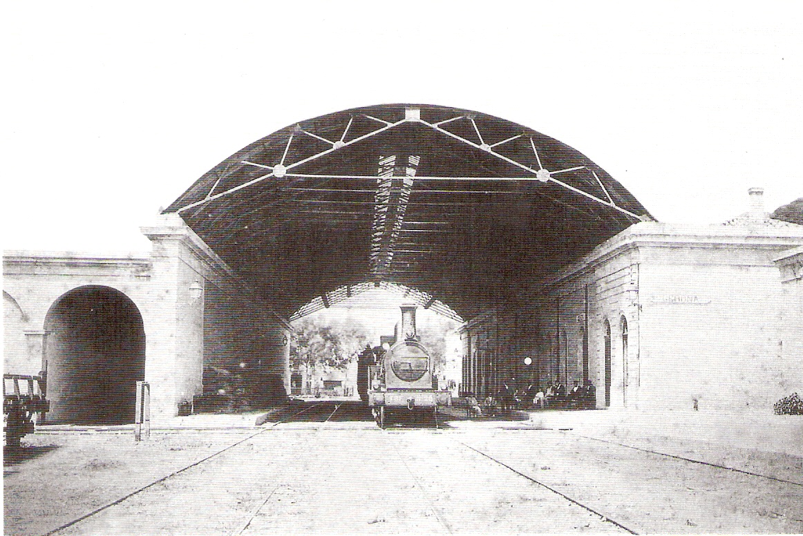 Gerona , primitiva estacion del TBF, año 1855, coleccion Jordi Marqués