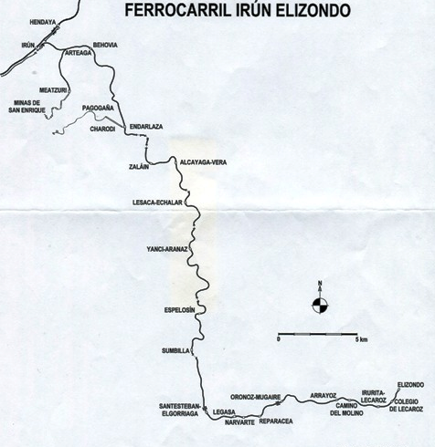 Itinerario drel Ferroc arril del Bidasoa. Irún á Elizondo, dibujo Pedro Pintado Quintana