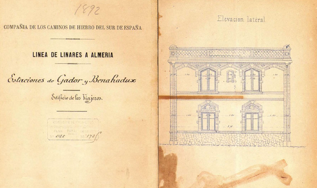Linares a Almeria, plano de edificios de estación , Fives Lille año 1892, AHF. A0027-005