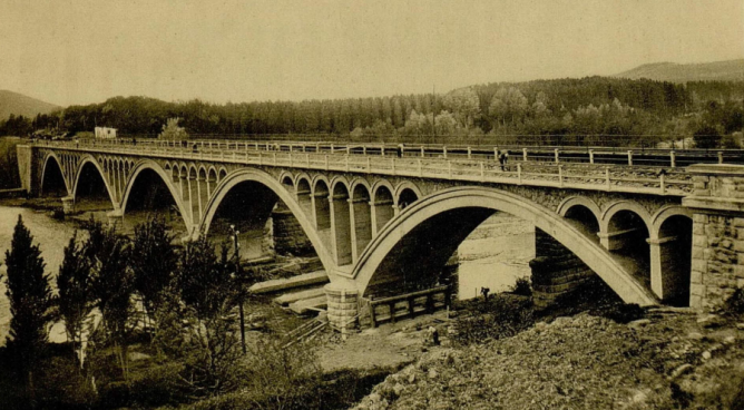 Linea de Castejon á Bilbao , Punte de Montalvo, c 1930 , archivo Guia Norte