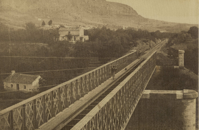 Linea de Málaga a Bobadilla, puente de Pizarra, c. 1863, foto José Spreafico, fondo BNE